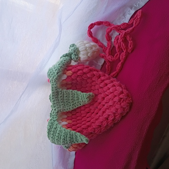 Handcrafted Pink Strawberry Bag - Picture 1 of 2
